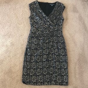 Beautiful Black and Gold Lace Dress—EUC